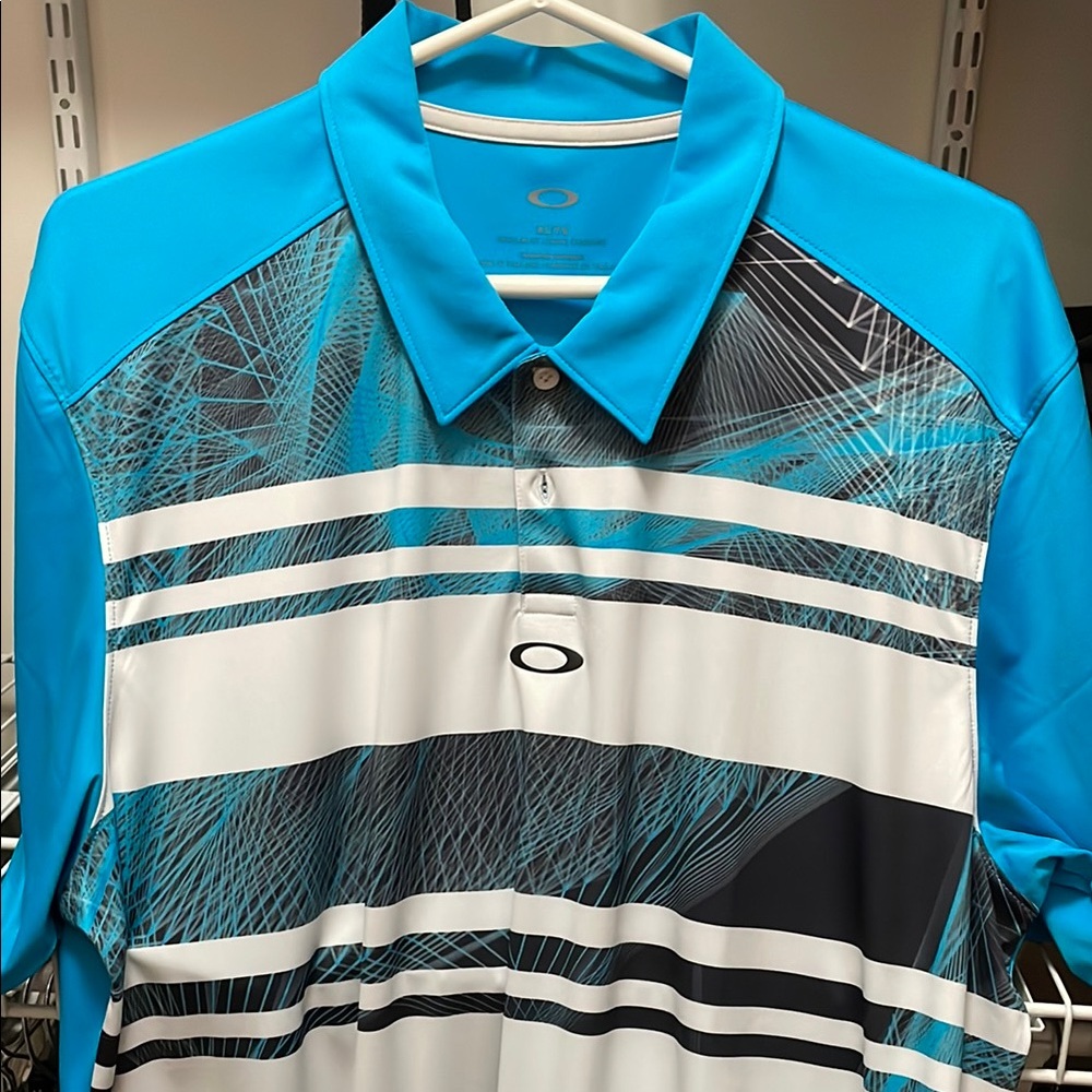 Oakley Blue and Black Graphic Polo
